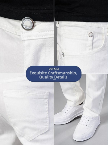 Ανδρικά τζιν με ίσια γραμμή, μεσαία μέση, φερμουάρ, ελαφρύ ύφασμα Modal