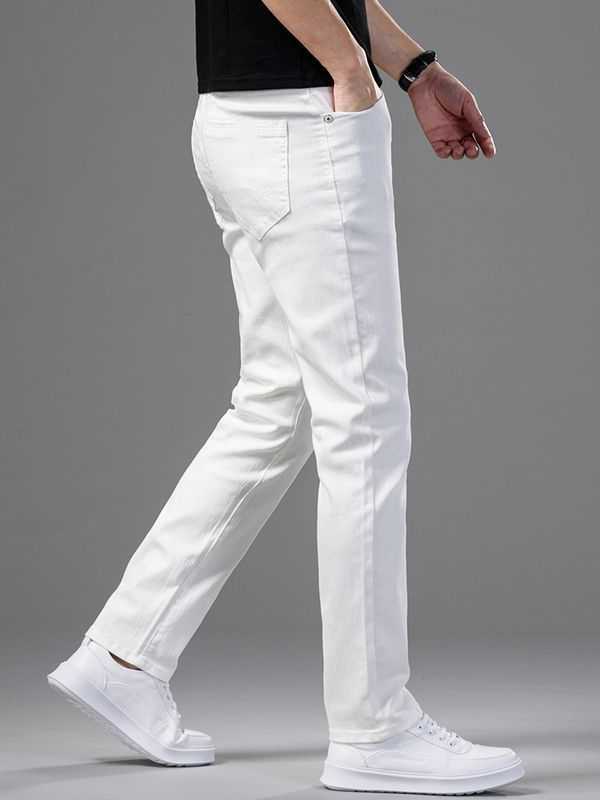 Ανδρικά τζιν με ίσια γραμμή, μεσαία μέση, φερμουάρ, ελαφρύ ύφασμα Modal