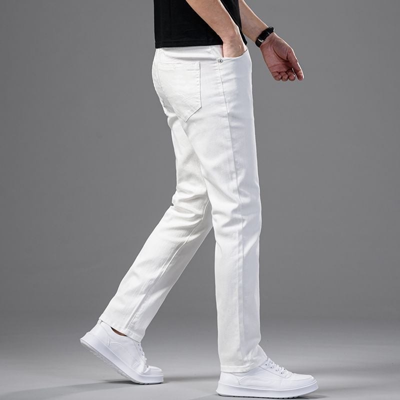 Ανδρικά τζιν με ίσια γραμμή, μεσαία μέση, φερμουάρ, ελαφρύ ύφασμα Modal