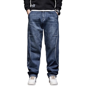 Muške traperice ravnog kroja, srednji pojas, zip, tanak poliester, panel dizajn, mladenački stil, proljeće 2025