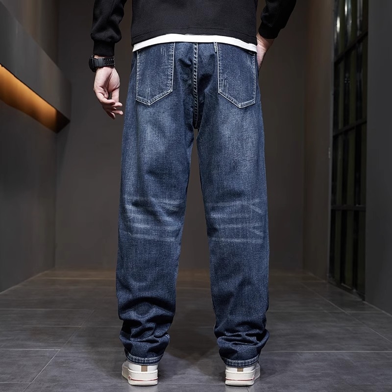 Muške traperice ravnog kroja, srednji pojas, zip, tanak poliester, panel dizajn, mladenački stil, proljeće 2025