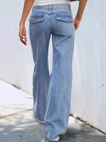 Traperice s visokim strukom, slobodan široki kroj; denim s udjelom pamuka i poliestera, mikro rastezljivost; casual japansko-korejski stil