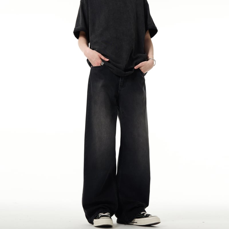 MADWITCH Ανδρικά τζιν – ρετρό, ίσια γραμμή, υψηλή μέση, πλυμένα vintage, φερμουάρ, βαμβάκι, πολλαπλές τσέπες