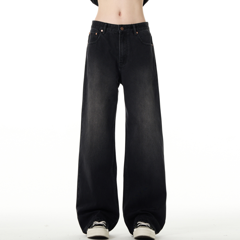 MADWITCH Ανδρικά τζιν – ρετρό, ίσια γραμμή, υψηλή μέση, πλυμένα vintage, φερμουάρ, βαμβάκι, πολλαπλές τσέπες