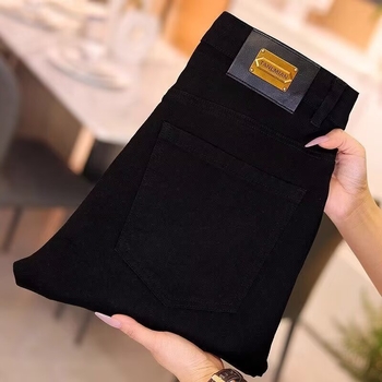 Ανδρικά τζιν casual: φαρδιά γραμμή, ίσιο παντελόνι, υψηλή μέση, πλυμένο denim, μείγμα πολυεστέρα, άνοιξη και φθινόπωρο