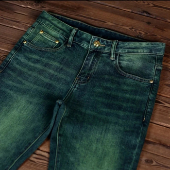 Vyr. džinsai Green Water Ghost, cropped, siauras kirpimas, vidutinio aukščio juosmuo, užtrauktukas, medvilnės pluošto mišinys (70% poliesterio)