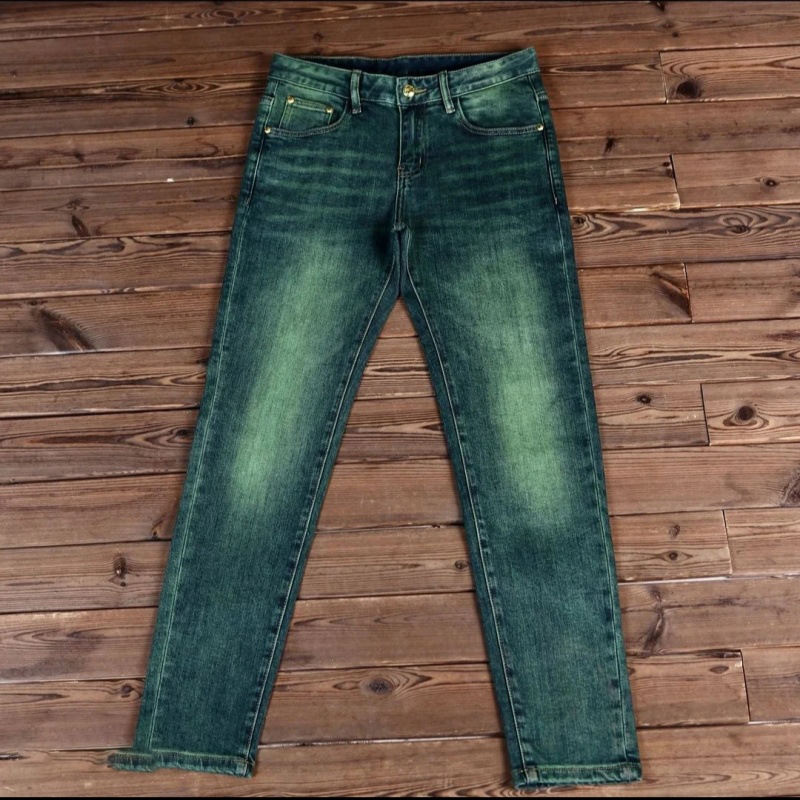 Vyr. džinsai Green Water Ghost, cropped, siauras kirpimas, vidutinio aukščio juosmuo, užtrauktukas, medvilnės pluošto mišinys (70% poliesterio)