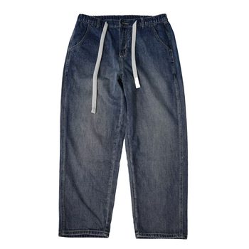 Vyriski tiesaus kirpimo džinsai iš medvilnės su elastanu, vidurio juosmuo, raištis uždarymas, plaunama, ruduo