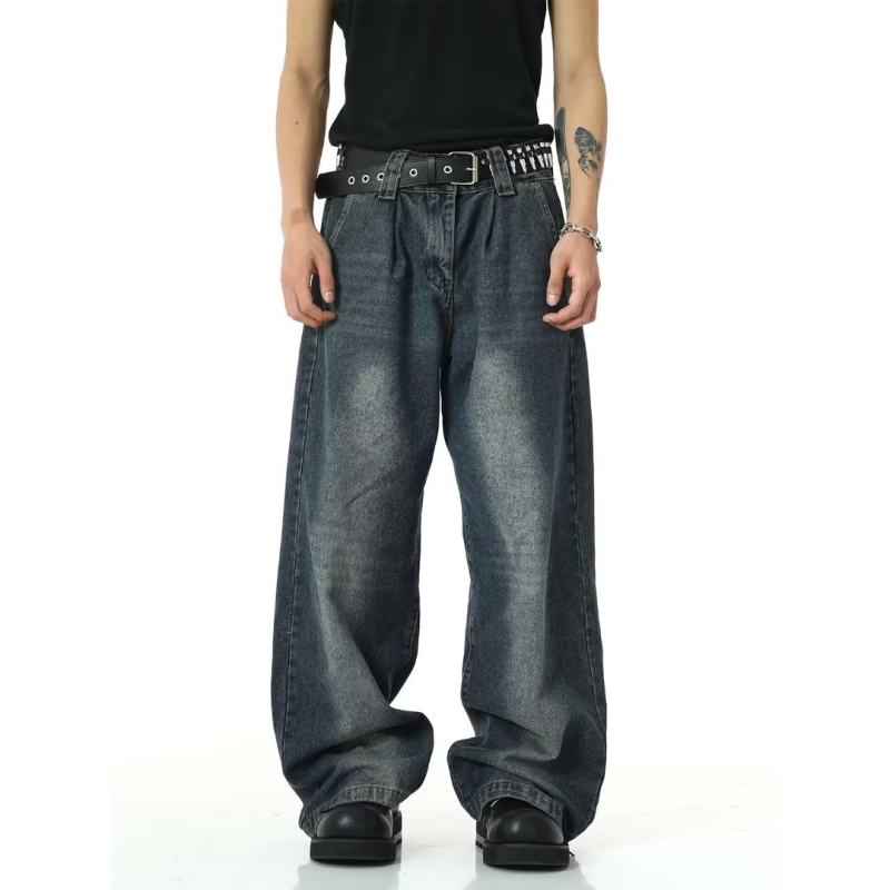 Vyriski džinsai tiesaus kirpimo, išskalti, 75% medvilnė, vidutinio liemens, be lyginimo, visoms metų laikams