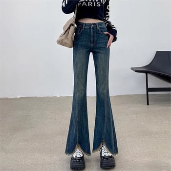 Ženske hlače u plus veličini s otvorom, elastične, mikro-flare, bootcut, široke nogavice, duljina do poda