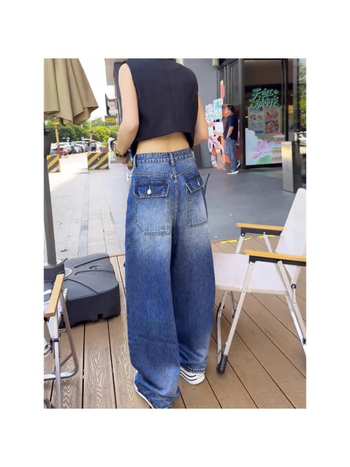 Ženske traperice visokim strukom, širokih nogavica, 50-70% pamuka, bez glačanja