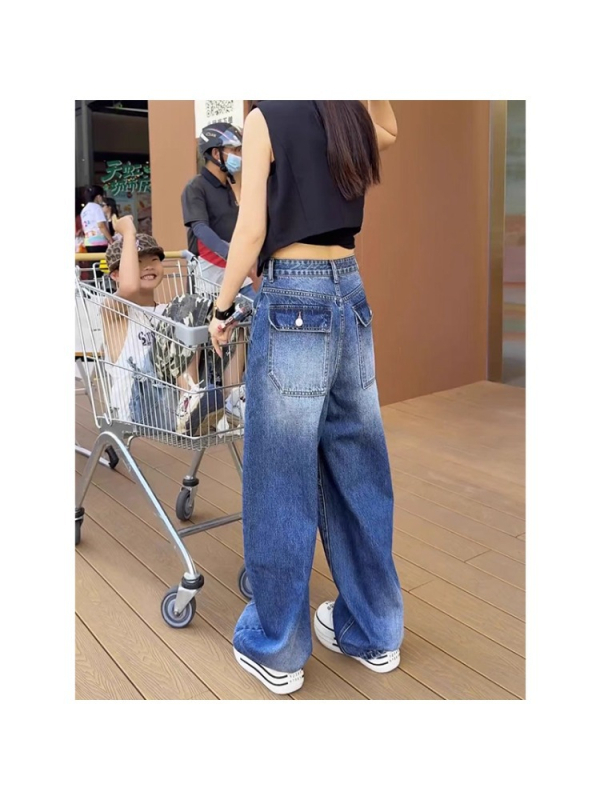 Ženske traperice visokim strukom, širokih nogavica, 50-70% pamuka, bez glačanja