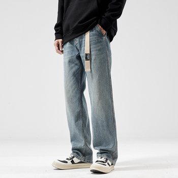 Vyriniai džinsai, laisvo kirpimo, tiesaus silueto, medvilnė 90%, vidutinio aukščio juosmuo, užtrauktukas