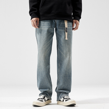 Vyriniai džinsai, laisvo kirpimo, tiesaus silueto, medvilnė 90%, vidutinio aukščio juosmuo, užtrauktukas