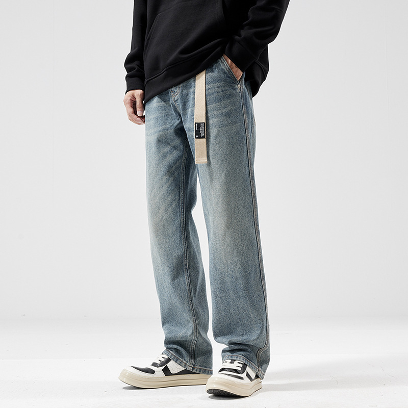 Vyriniai džinsai, laisvo kirpimo, tiesaus silueto, medvilnė 90%, vidutinio aukščio juosmuo, užtrauktukas