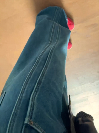 Blugi cu croială dreaptă, talie înaltă, căptușiți cu fleece (Denim; Cotton; Straight cut; High waist; Fleece-lined)