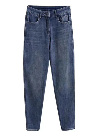 Džínsy z denimu pre ženy s vysokým pásom, voľný strih, 30–50% regenerovanej celulózovej vlákniny, bez elastánu
