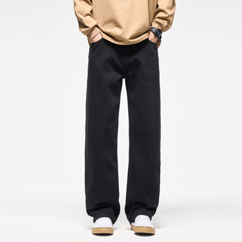 Vyriski džinsai, laisvo kirpimo, tiesaus silueto, vidutinio juosmens, užtrauktukas, medvilnės denim su elastanu