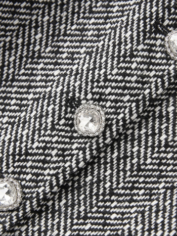 Костюм с пола от вълнен бленд, 3D рязане, къса пола, дълги ръкави, есен 2025