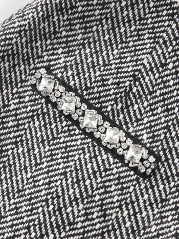 Костюм с пола от вълнен бленд, 3D рязане, къса пола, дълги ръкави, есен 2025