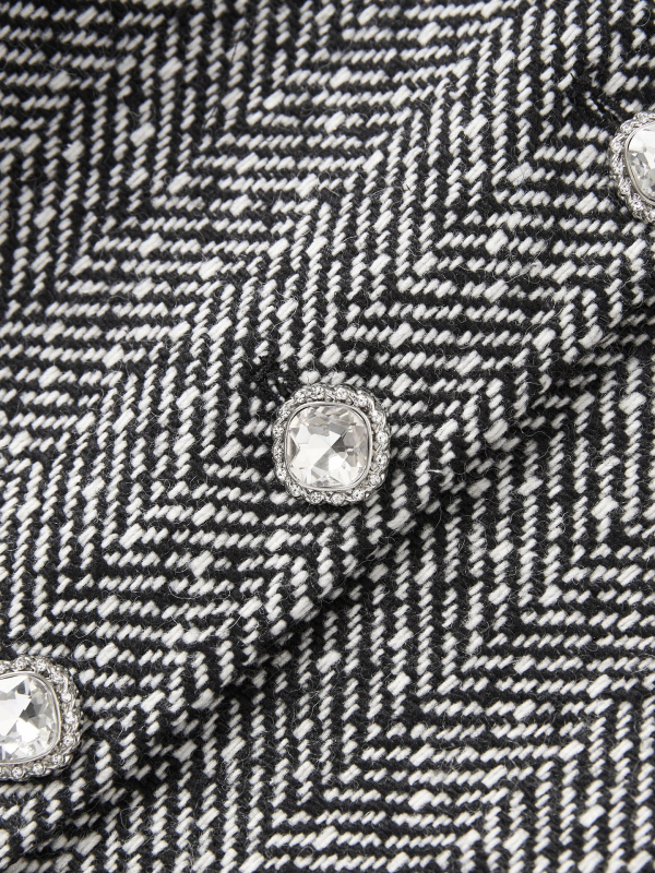 Костюм с пола от вълнен бленд, 3D рязане, къса пола, дълги ръкави, есен 2025