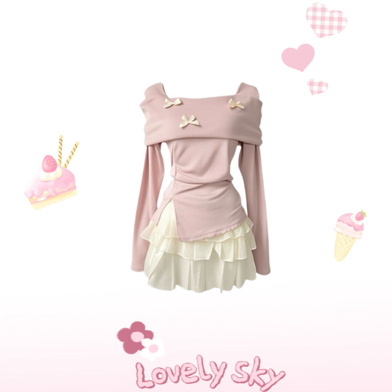 Костюм с пола и топ с едно рамо – дълга пола, печат и багрене, полиестер 95%+, пролет 2025, градски елегантен стил