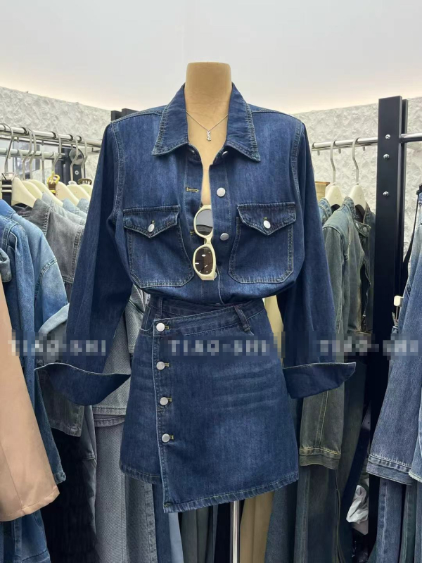 Džins jakna i suknja s visokim strukom — ljeto 2025, vitka silueta, gradski stil