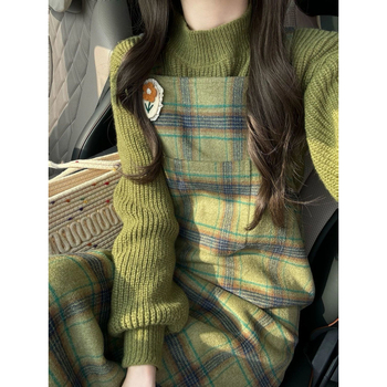 Двупартиен комплект пола костюм: колежански стил, топ с flutter ръкав, дълга пола, полиестер, зима 2025