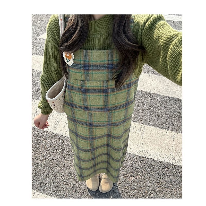 Двупартиен комплект пола костюм: колежански стил, топ с flutter ръкав, дълга пола, полиестер, зима 2025