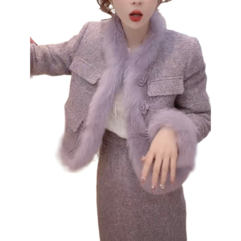 Костюм с пола с 3D модел, дълга пола, летящи ръкави, вълнен плат, зима 2024