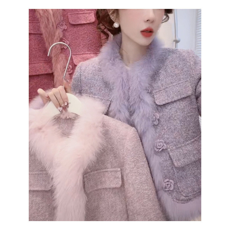 Костюм с пола с 3D модел, дълга пола, летящи ръкави, вълнен плат, зима 2024