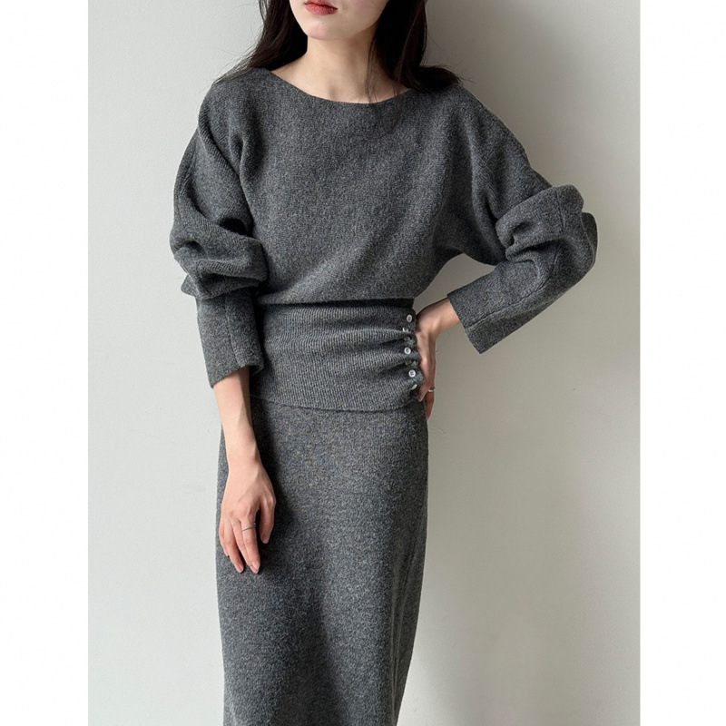 Двупартиен костюм с пола и трикотажен топ, геометричен модел, дълга пола, без гладене, полиестерова тъкан