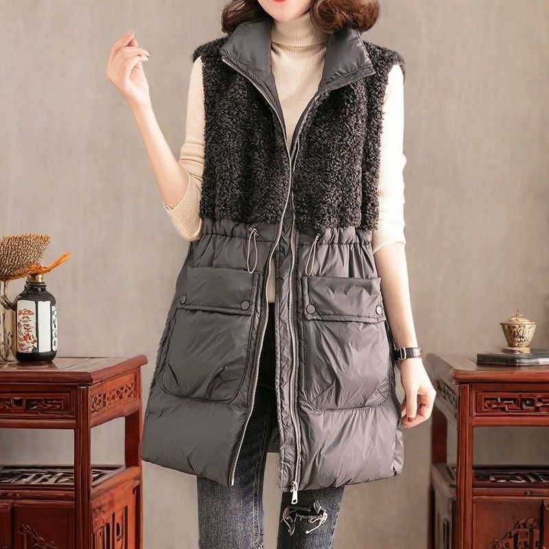 Ženski pamučni prsluk, halter ovratnik, jednobojni uzorak, gradski stil, jesen 2023