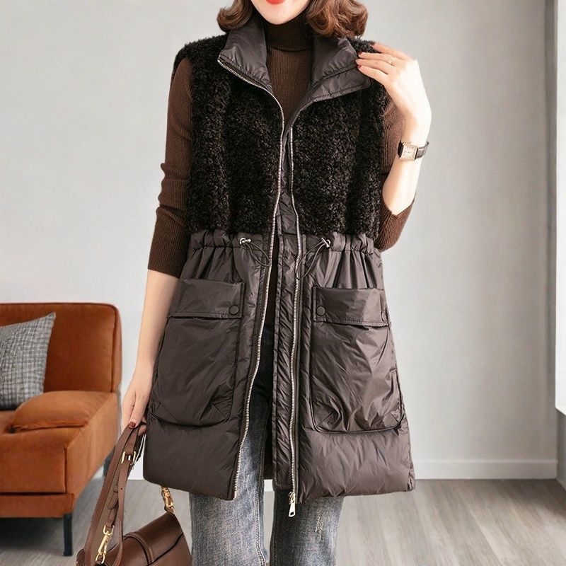 Ženski pamučni prsluk, halter ovratnik, jednobojni uzorak, gradski stil, jesen 2023