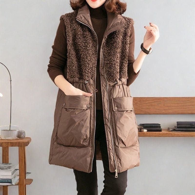 Ženski pamučni prsluk, halter ovratnik, jednobojni uzorak, gradski stil, jesen 2023