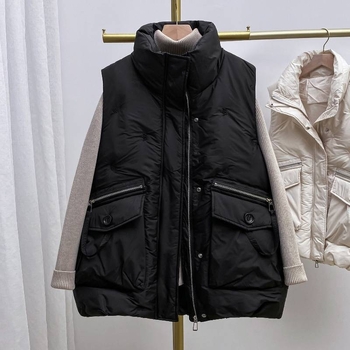 Ženska vesta bez rukava – halter ovratnik, poliester, široki kroj, jesen 2024