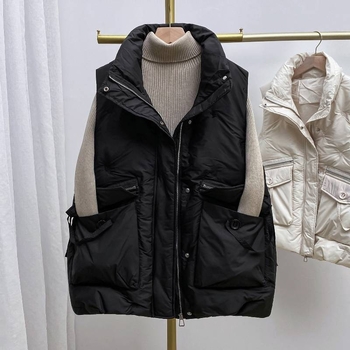 Ženska vesta bez rukava – halter ovratnik, poliester, široki kroj, jesen 2024