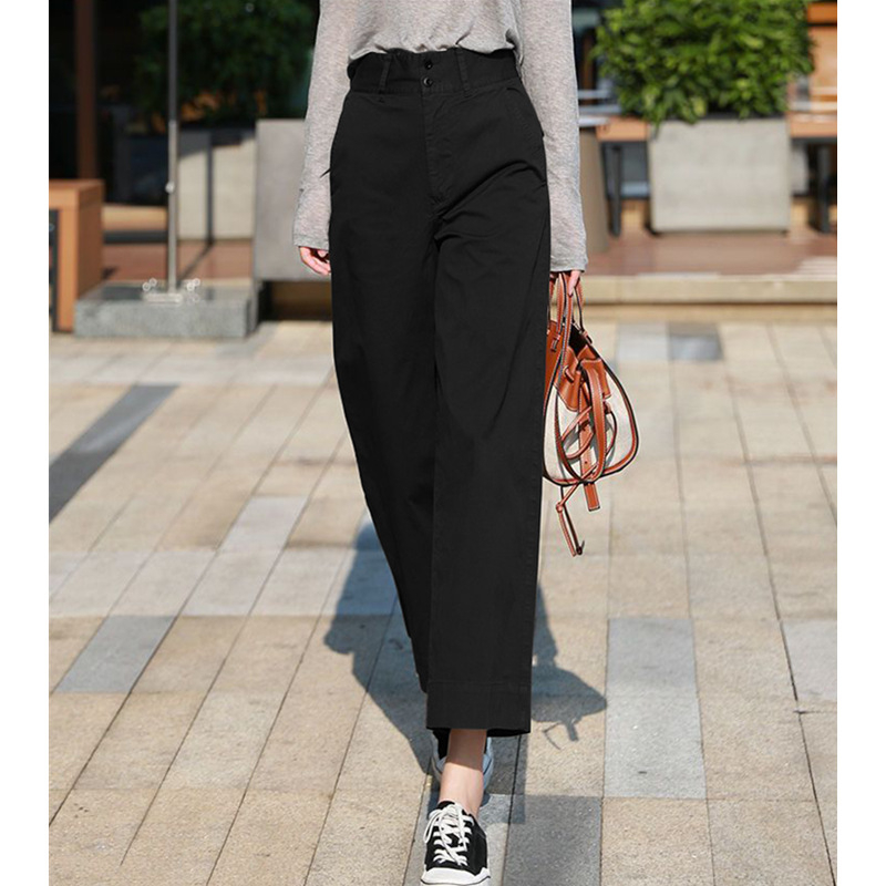 Damske casual hlače od pamuka, široke nogavice, visok struk, ¾ dužina, ljeto 2025