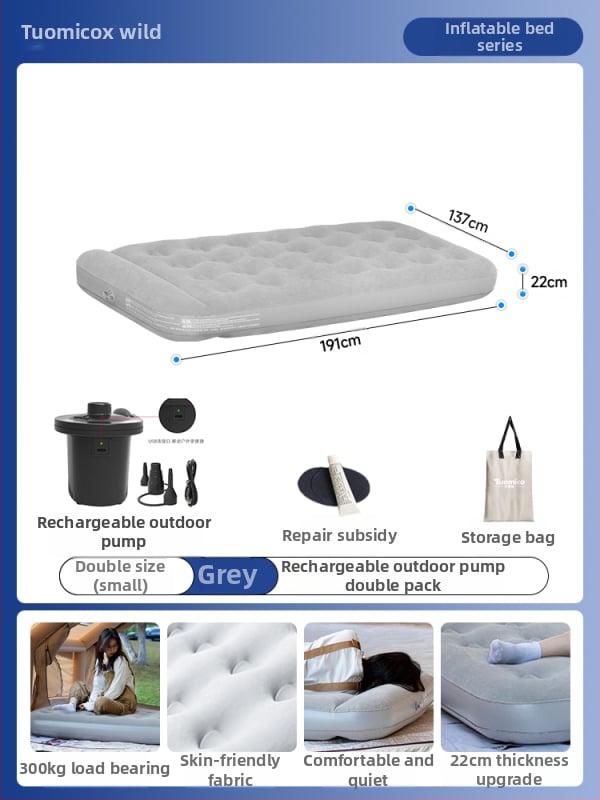 Pūčiamas čiužinys lauko kempingui – vienam asmeniui, nešiojamas sulankstomos oro čiužinys, paviršius iš kompozicinės medžiagos