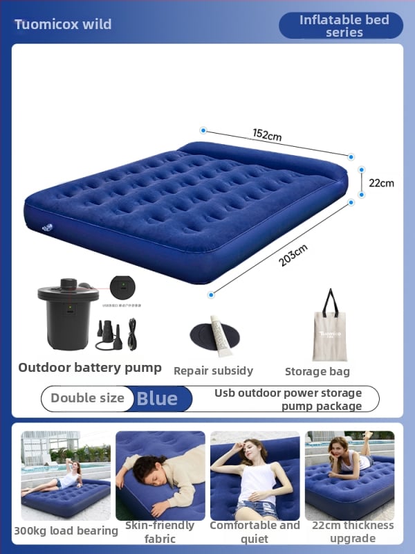 Pūčiamas čiužinys lauko kempingui – vienam asmeniui, nešiojamas sulankstomos oro čiužinys, paviršius iš kompozicinės medžiagos