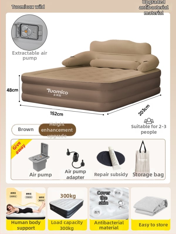 Pūčiamas čiužinys lauko kempingui – vienam asmeniui, nešiojamas sulankstomos oro čiužinys, paviršius iš kompozicinės medžiagos