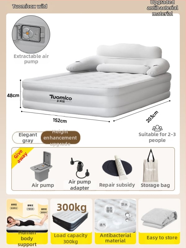 Pūčiamas čiužinys lauko kempingui – vienam asmeniui, nešiojamas sulankstomos oro čiužinys, paviršius iš kompozicinės medžiagos