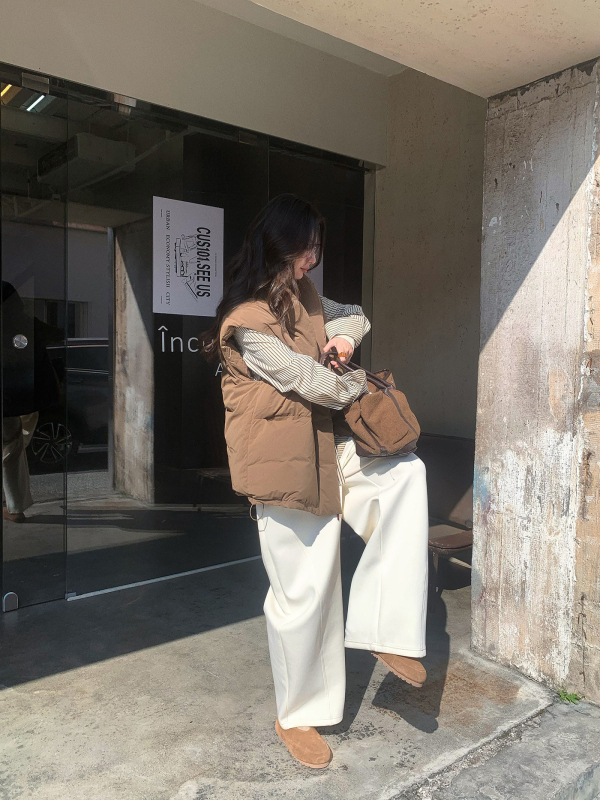 Ženske dugačke trening hlače s elastičnim pojasom, slobodnog kroja, casual japansko-korejski stil, mješavina pamuka i poliester (<30% pamuk, 30–50% poliester), Zima 2025