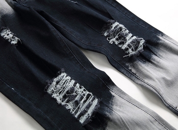 Džinsai – suplėšyti, tiesus kirpimas, vidutinio juosmens, elastinis džinsas, 75% medvilnė