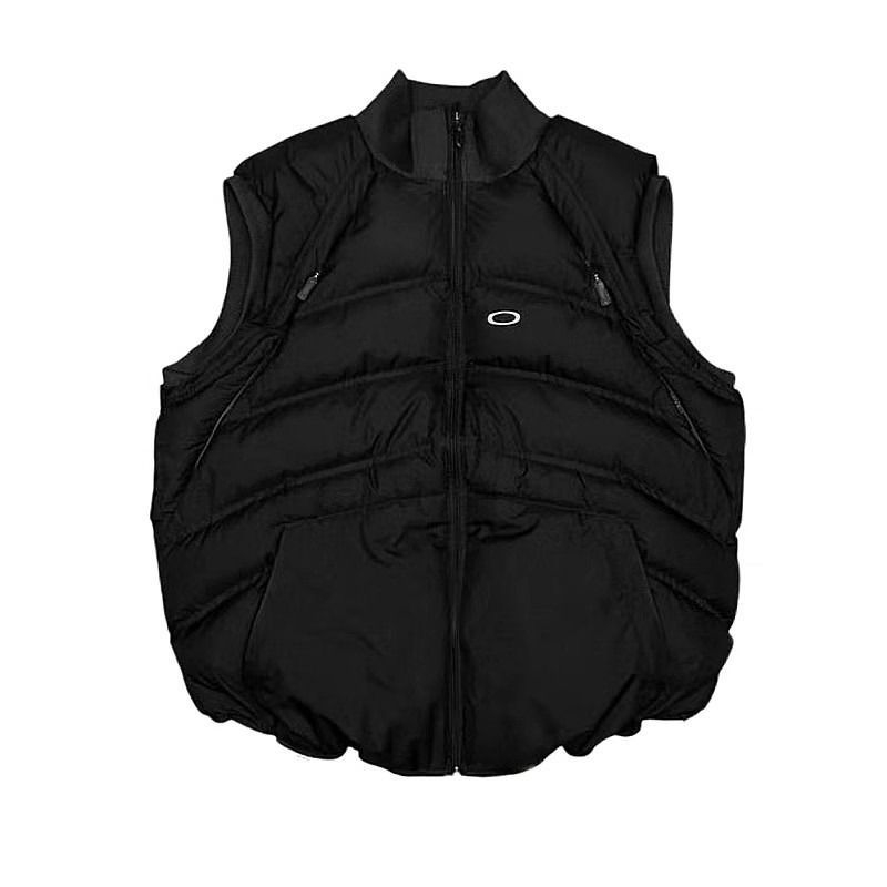 Muška vest s stojećim ovratnikom, fleec podloga, vanjski pamuk materijal, slobodan kroj, japanski radni stil