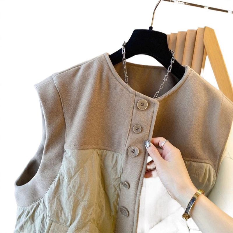 Ženski Chenille vest, slobodan kroj, polo ovratnik, zatvaranje na jedan red kopči, duljina 50–65 cm, proljeće 2025