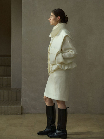 COLNE prsluk za jesen-zimu sa stojećim ovratnikom, Tencel tkanina, vuneno punjenje, prešiven dizajn, opuštena silueta