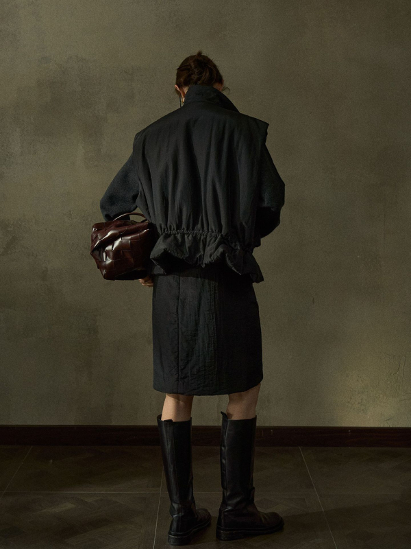 COLNE prsluk za jesen-zimu sa stojećim ovratnikom, Tencel tkanina, vuneno punjenje, prešiven dizajn, opuštena silueta