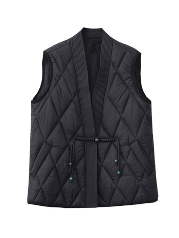 Pamut mellény V-nyakú, gyémánt háló mintás, töltet selyemhez hasonló szálakkal, poliészter szövet, szabad szabású