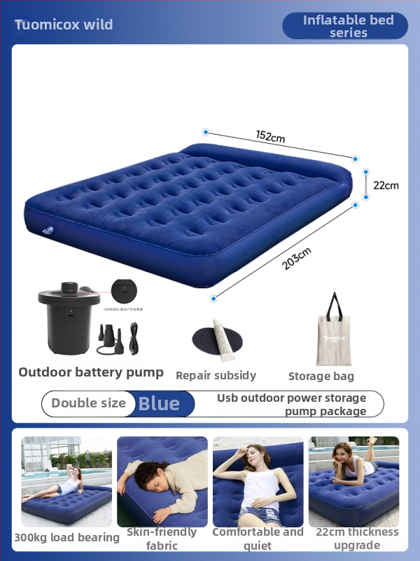 Puhkevoodi telkimiseks ühe inimese jaoks – kaasaskantav, kokkupandav automaatse täitmisega, mudel F986TH58HJ67TT, pind komposiitmaterjalist